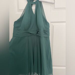 Azazie Teal Backless Halter Dress